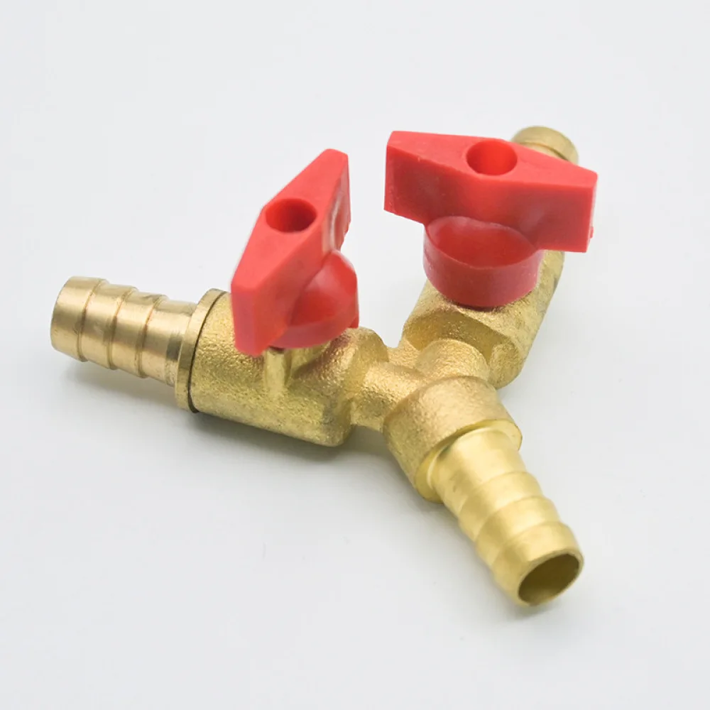 Triple Way Y Valve Brass Barbed Hose Splitter Manual Control Switch For Household Gas Liquid Fuel Water Pipe Plumbing