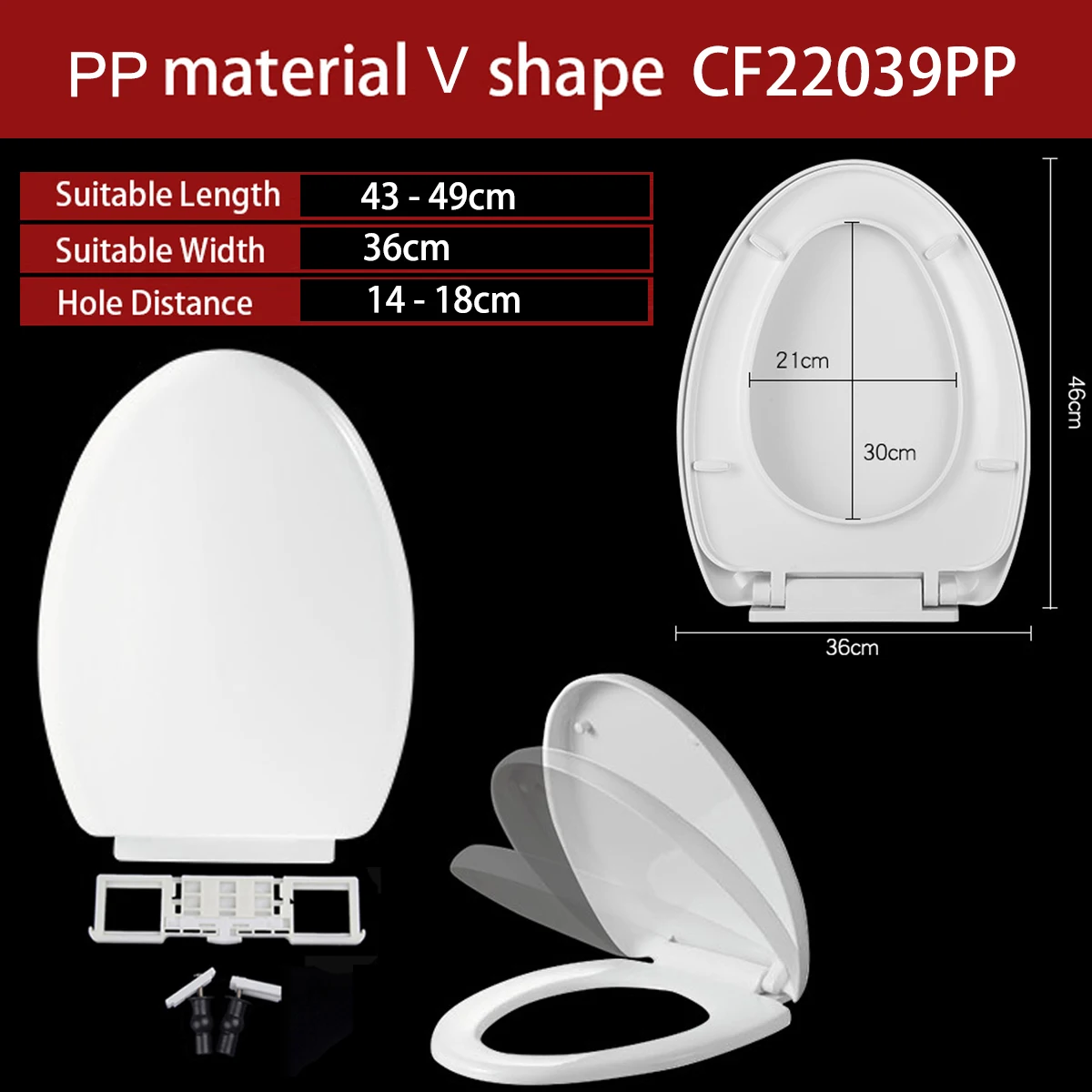 

Universal V Shape Elongated Slow Close WC Toilet Seats Cover Bowl Lid Top Mounted Quick Release PP Board Soft Closure CF22039PP