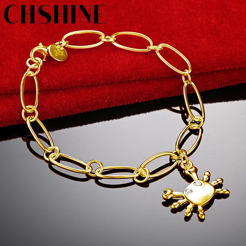 

CHSHINE 925 Sterling Silver Plated 18K Gold Crab Pendant Bracelet For Women Wedding Engagement Party Fashion Charm Jewelry