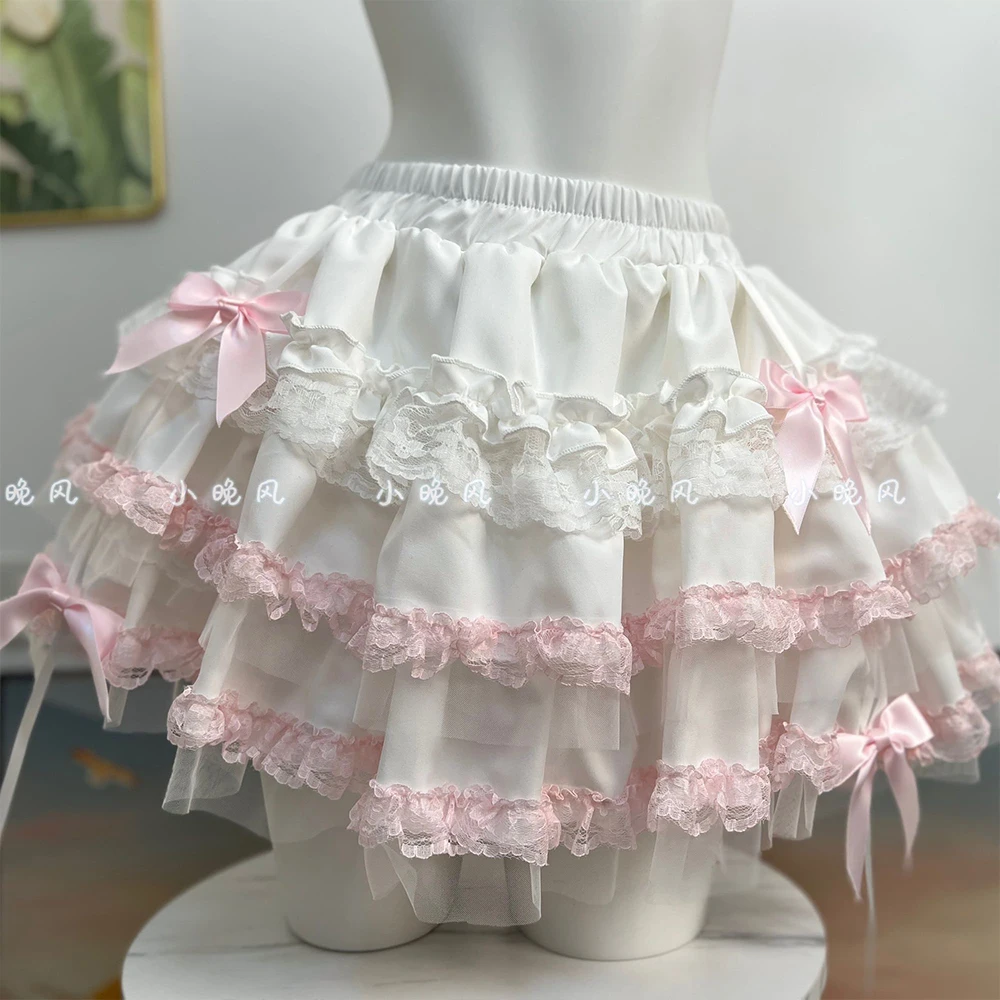 

Новая женская мини-юбка в стиле Harajuku Y2K Kawaii Lolita с бантом, рюшами и оборками, летняя, 2026 года