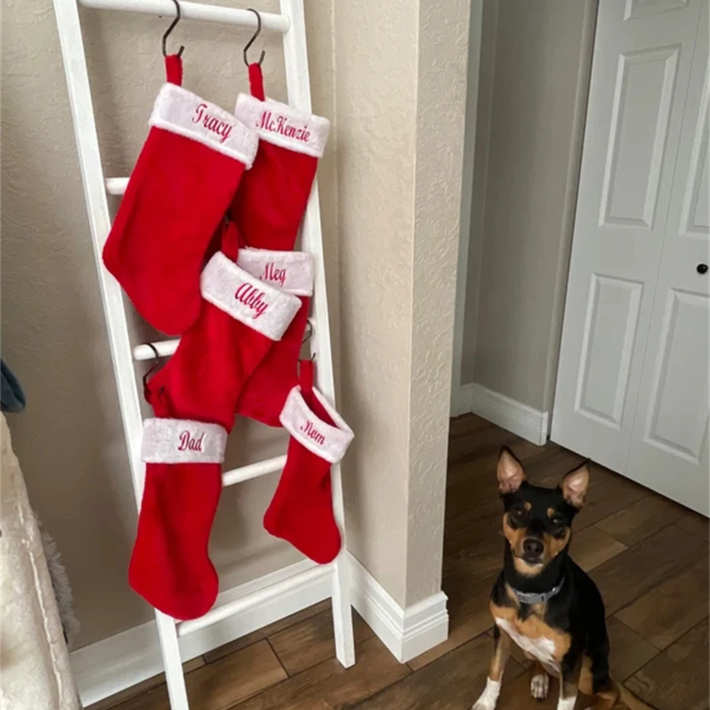 

Personalized Christmas Stocking Red Embroidered Christmas Socks With Name Custom Family Stockings Holiday Decor Christmas Gifts