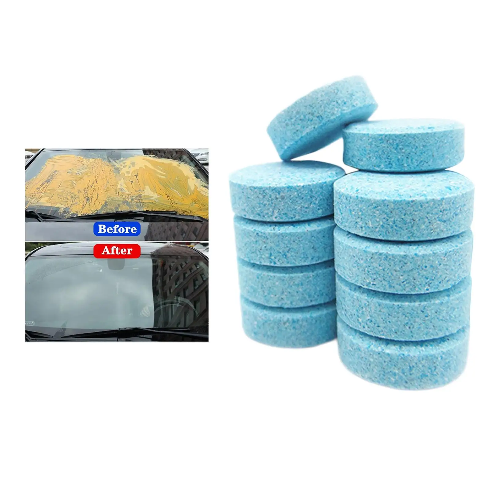 

Set of 10 Car Glass Effervescent Cleaning Tablets Portable Lightweight