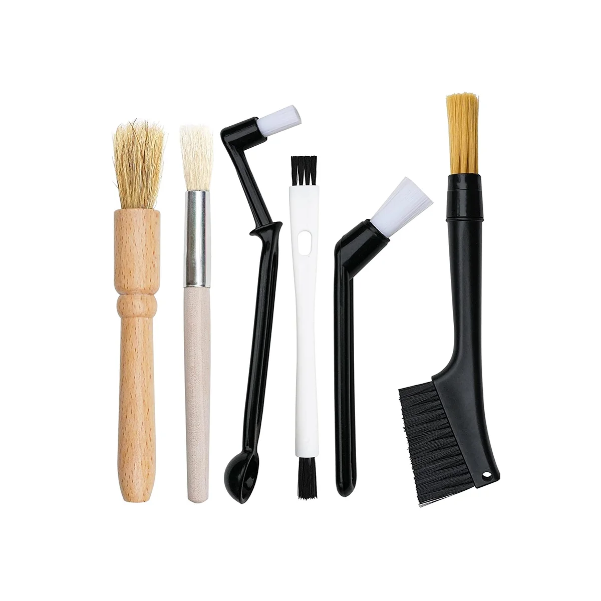 Coffee Machine Cleaning Brush 6 Pieces Set, Coffee Brush Dusting Accessories, Wooden Cleaning Brush