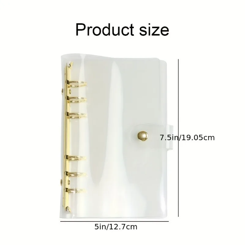 1pc A5/A6 Binder Rings Journal with Clear Transparent Cover - Perfect for Loose Leaf Spiral Books!
