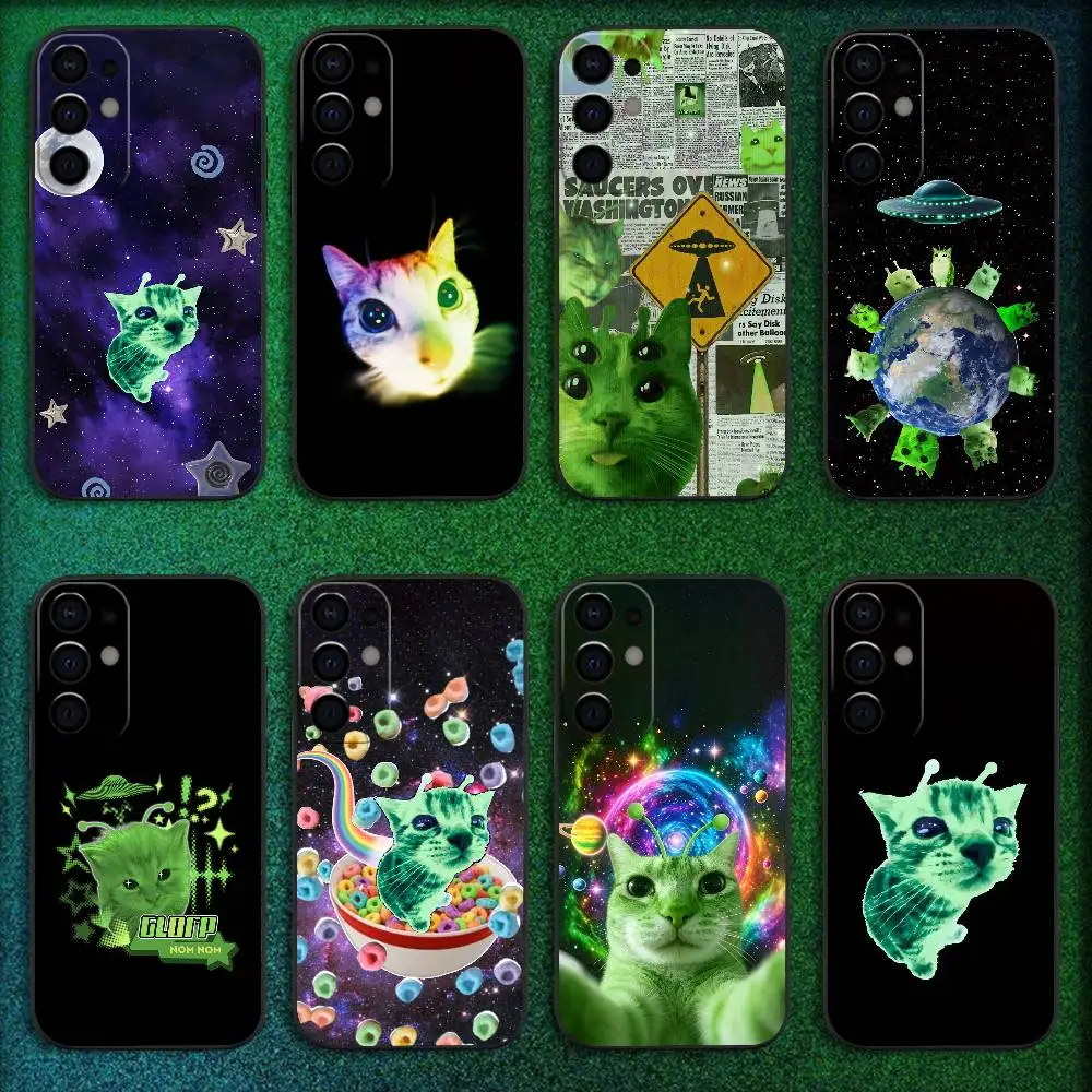 For Cute Rainbow Alien Cat Kitten Phone Case For Samsung Galaxy S25 S24 S26 S22 S23 S21 S10 5G Fe Ultra Plus Custom Cover