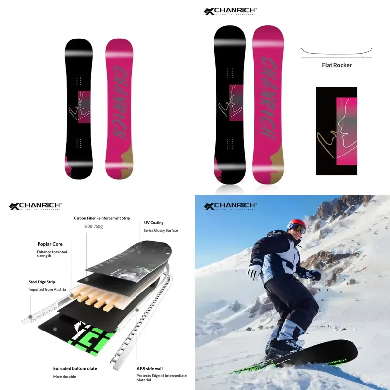 Adult Snowboard All-Round Beginner Professional Park Flat Flower Board Set Non-Slip ABS-TPU Panel Poplar Core Multiple