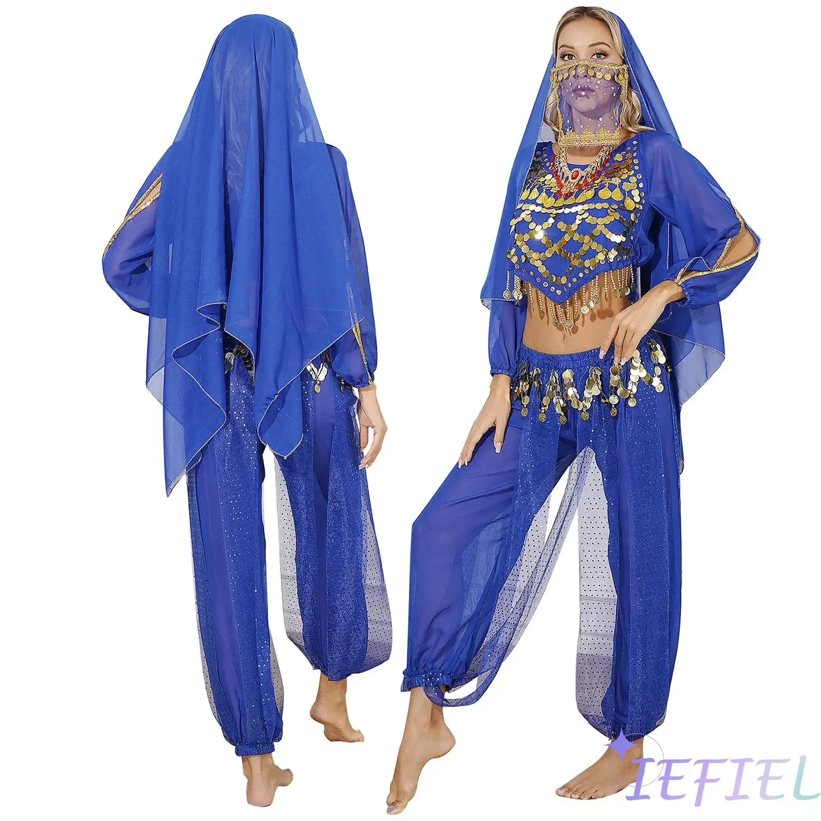 Professional Belly Dancing Costume Women Fancy Theme Party Dress-up Suit Oriental/Indian Dancewear Stage Performance 5-Piece/Set