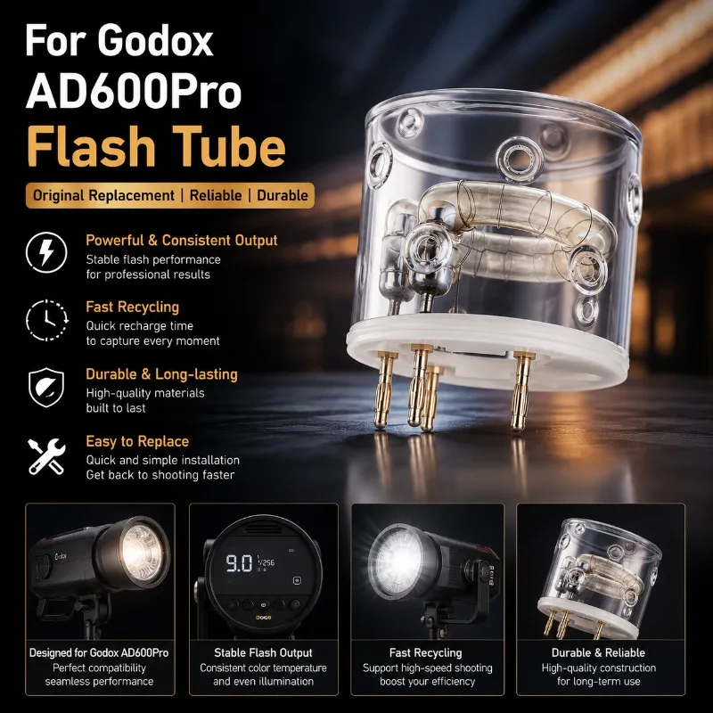 New For Godox AD600 Pro AD600Pro II 600W Outdoor Strobe Light Lamp Spare Parts Accessories Replacement Flash Tube Bulb