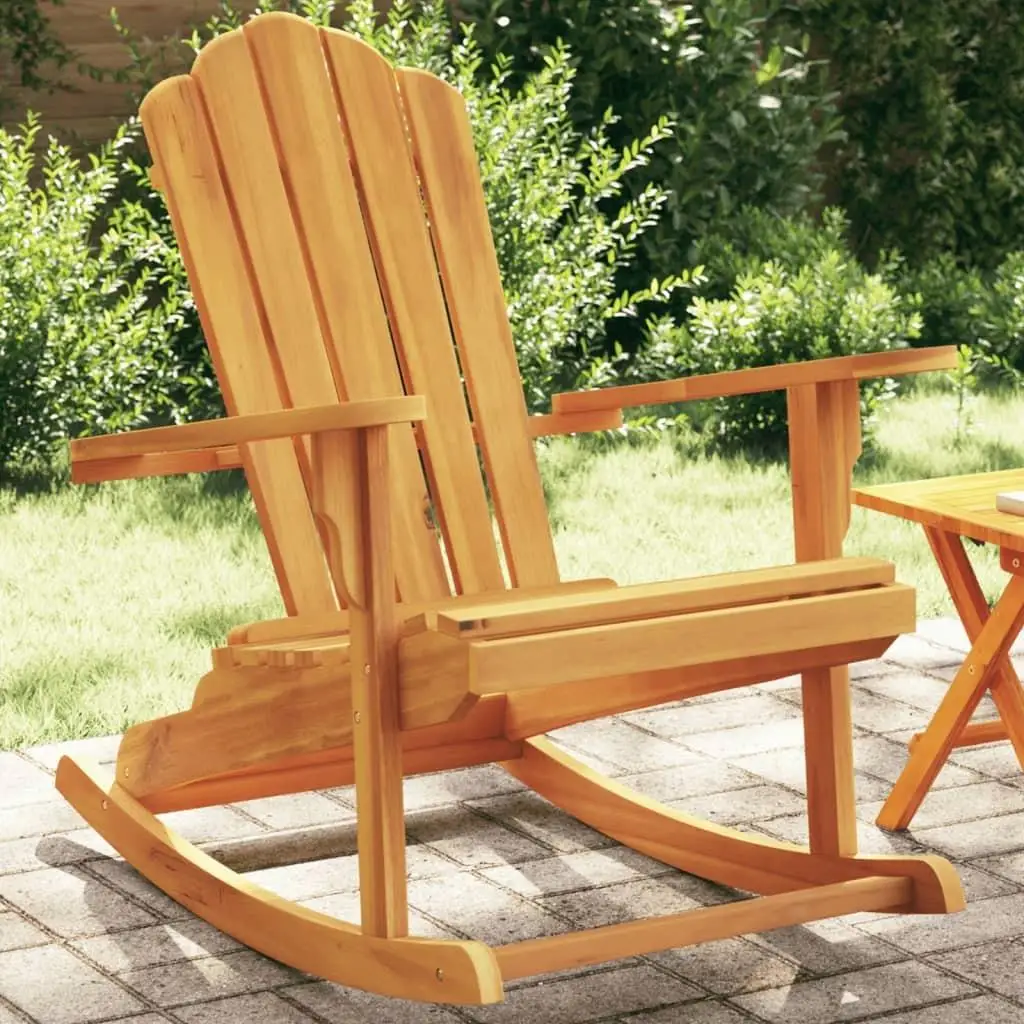 

Garden Rocking Adirondack Chair Solid Teak Wood Medium Size Outdoor Furniture Relaxation Seat