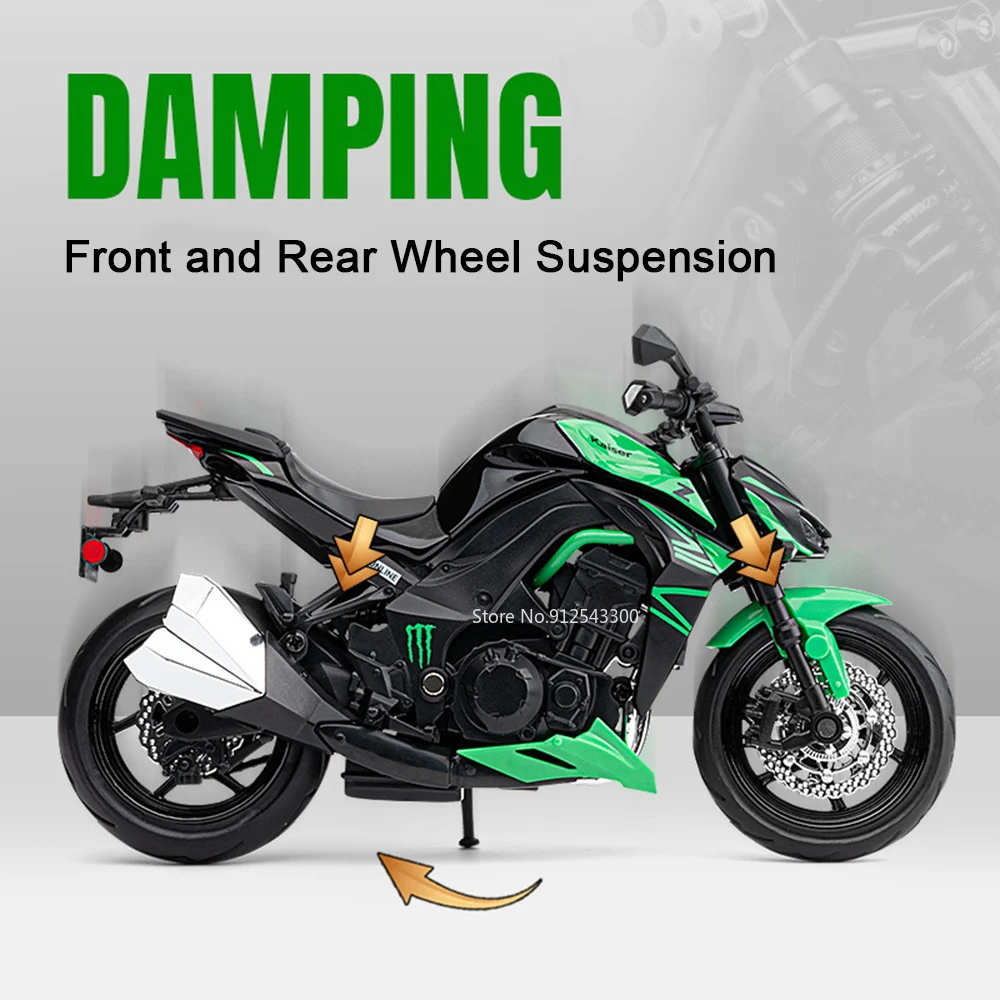 1:12 Scale Z1000 400 Alloy Motorcycle Model Toy Car Pull Back Shock Absorption Simulation Motor Models Children's Gifts Toys
