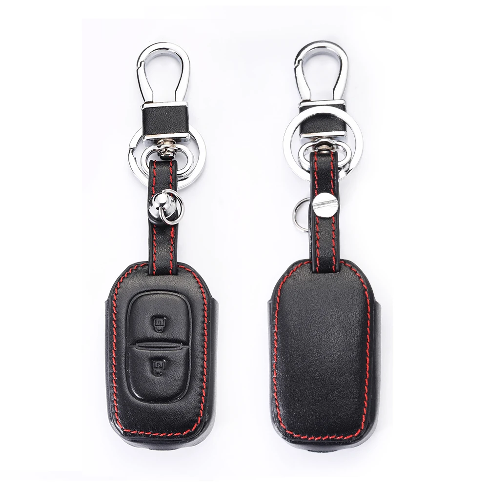 Leather Car Key Case Keychain Cover ForRenault Symbol Dacia Duster Logan Kadjar Trafic Sandero Megane Twingo Remote Accessories