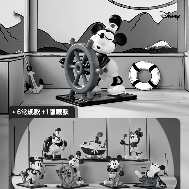 

Disney Mickey Mouse And Donald Duck Steamboat Willie Series Figures Desktop Ornaments Decorations Trendy Toys Gifts New Models