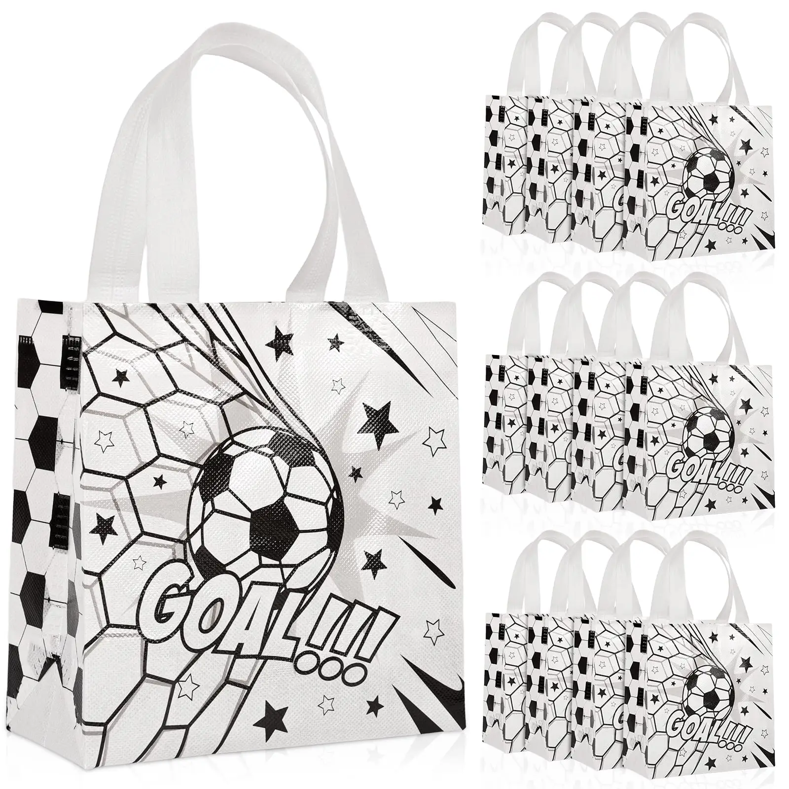 Bolsas de Regalo de Fútbol de Tela No Tejida, 4/8/12 Piezas, Bolsas Reutilizables con Estampado de Fútbol, Bolsas de Regalo para Fiestas de Cumpleaños Infantiles, Bolsas de Regalo Deportivas