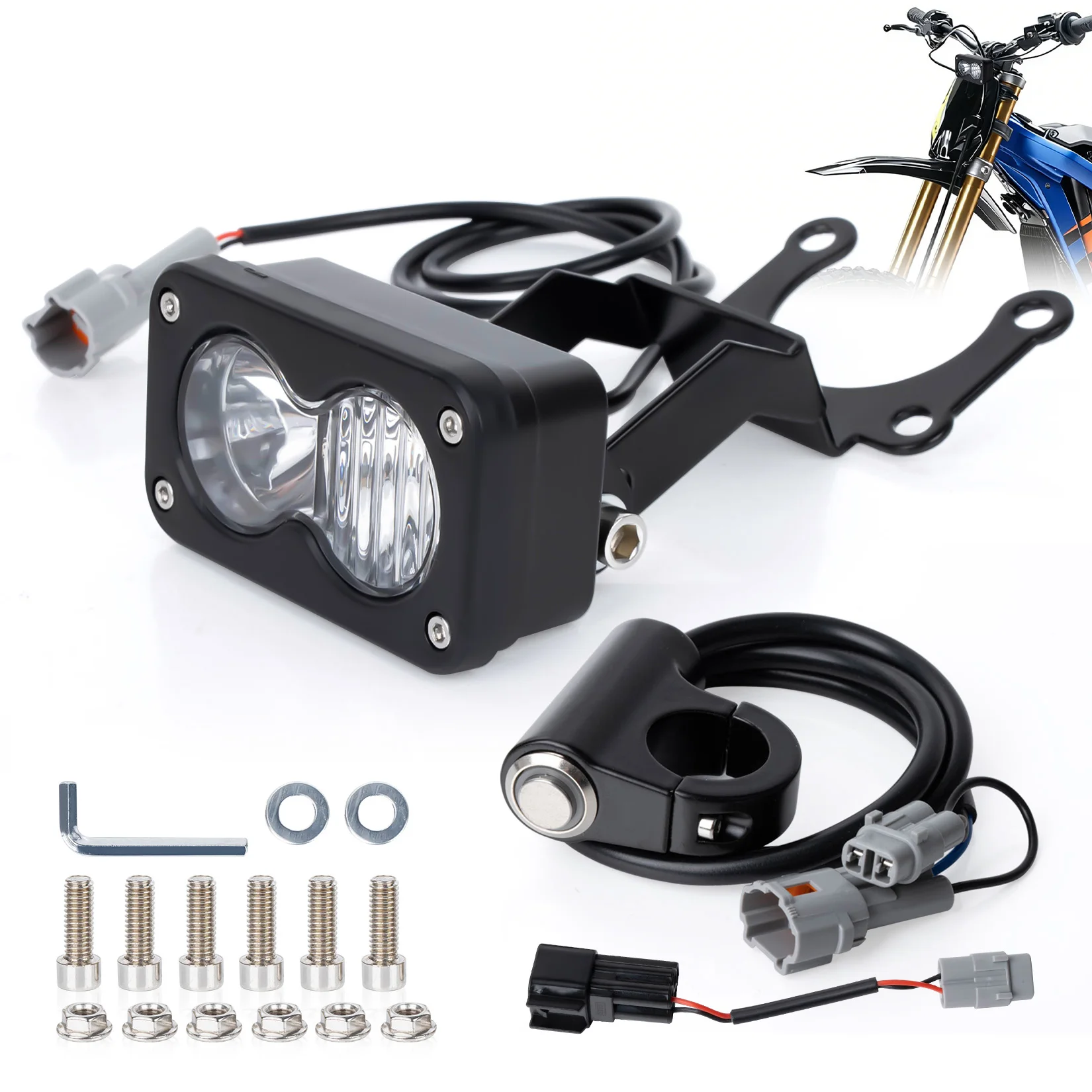 Kit de Faro Delantero para Motocicleta Todoterreno, Conexión Directa para Sur-Ron Light Bee X, Segway X260, Talaria Sting MX3/MX4/MX5, con Interruptor y Soporte de Montaje
