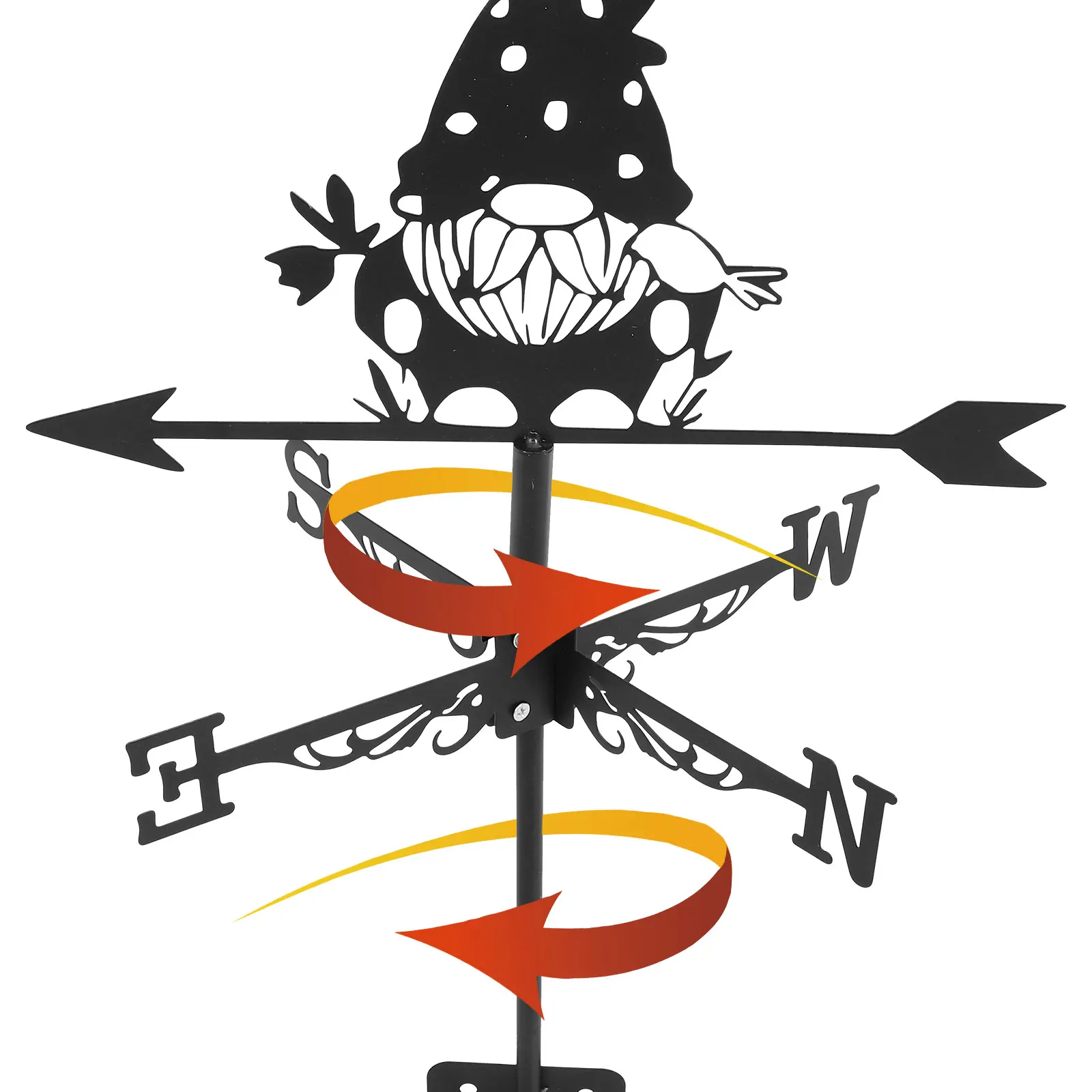 

Gnome Weathervane Wind Direction Indicator Iron Decorative Weather Vane for Roof Garden Yard Patio Lawn Decor Ground Insert