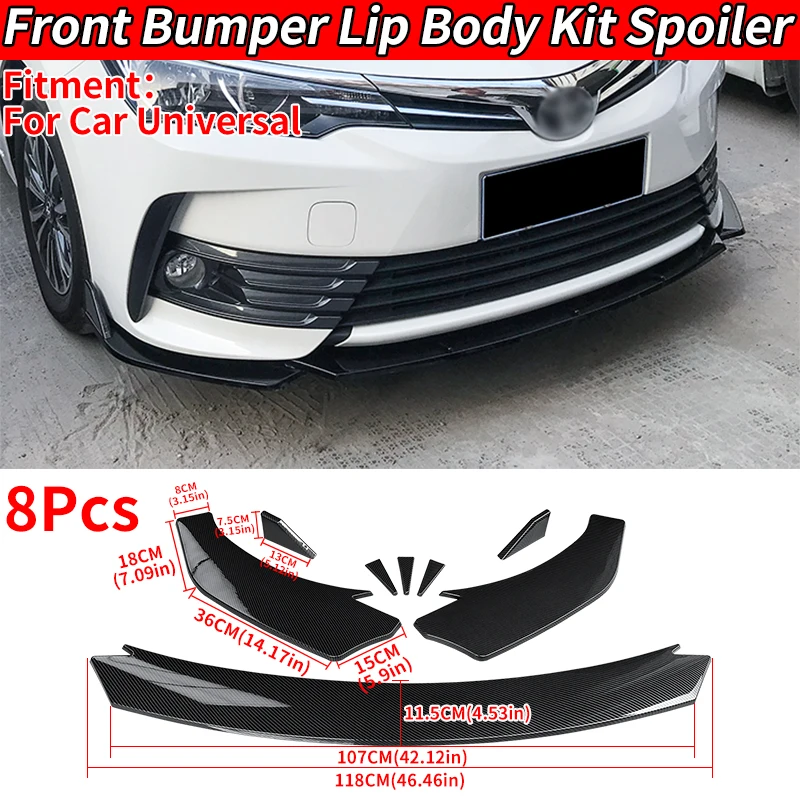 

For BMW Audi Benz Car Universal Front Bumper Lip Body Kit Spoiler Splitter Canard ABS Accessories Carbon Fiber Look