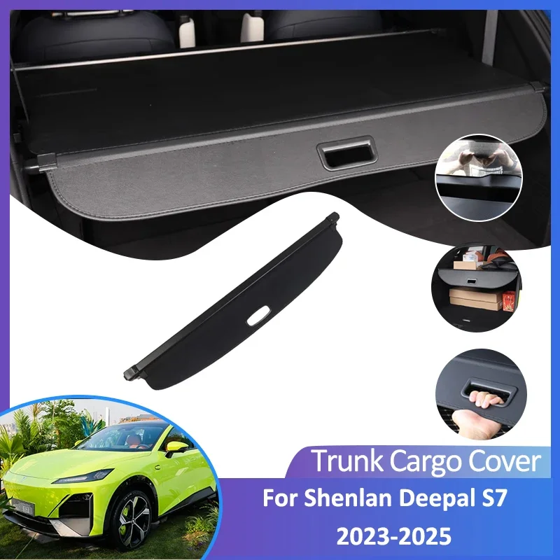 For Shenlan Deepal S7 2023 2024 2025 Rear Trunk Cargo Cover Retractable Luggage Curtain Car Accessories Waterproof Shield Shade