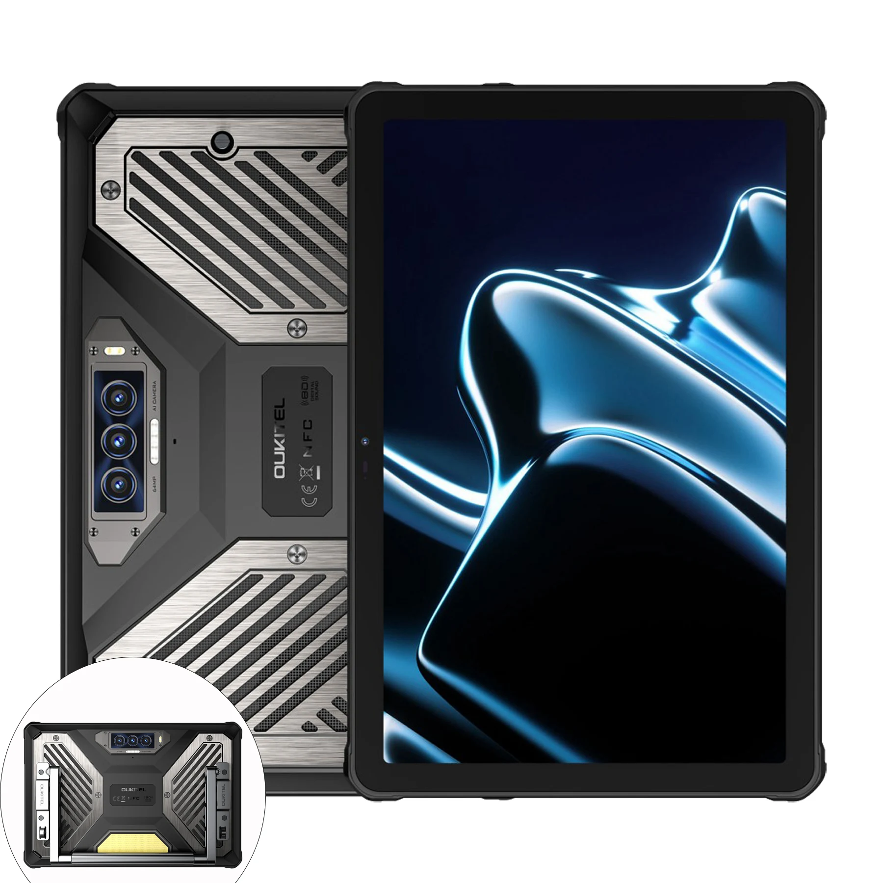 

Прочный планшет OUKITEL RT10 5G с аккумулятором 25000 мАч, 11-дюймовым FHD+ IPS-дисплеем, 36 ГБ ОЗУ + 512 ГБ ПЗУ, процессором MTK 7400X, 64 МП камерой, Android 15 и подставкой