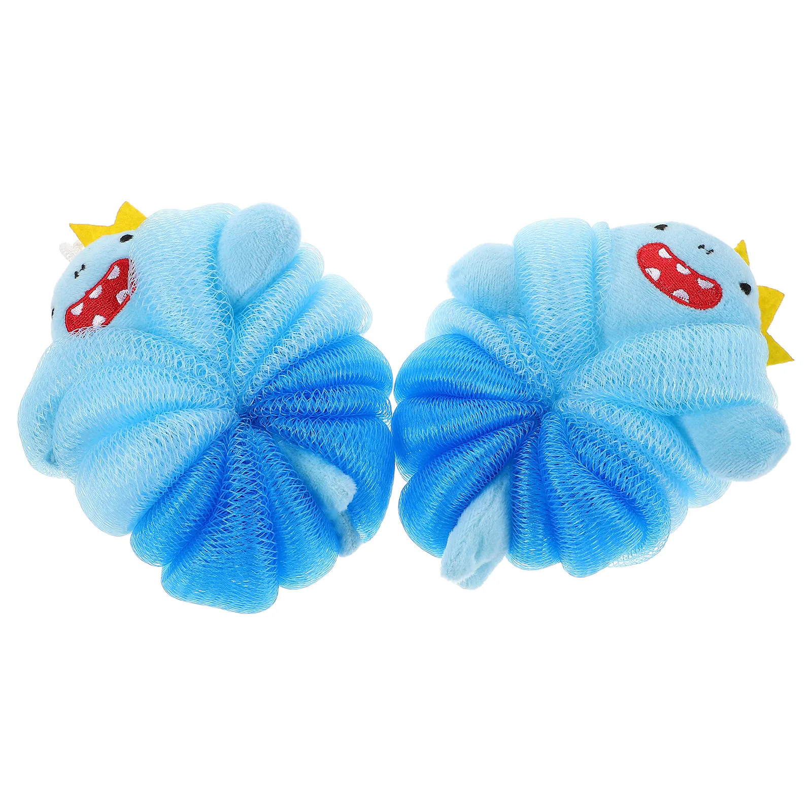 

2pcs Children'S Bath Sponge Cute Cartoon Shark Shape Kids Body Wash Durable Mesh Shower Pouf For Toddlers Baby Bathtime Fun