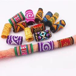 10Pcs/Set Mix Color Cloth Hair Braid Rings Links Dread Braids Embroidery Dreadlock Beads Braid Hoop Adjustable Accessorie