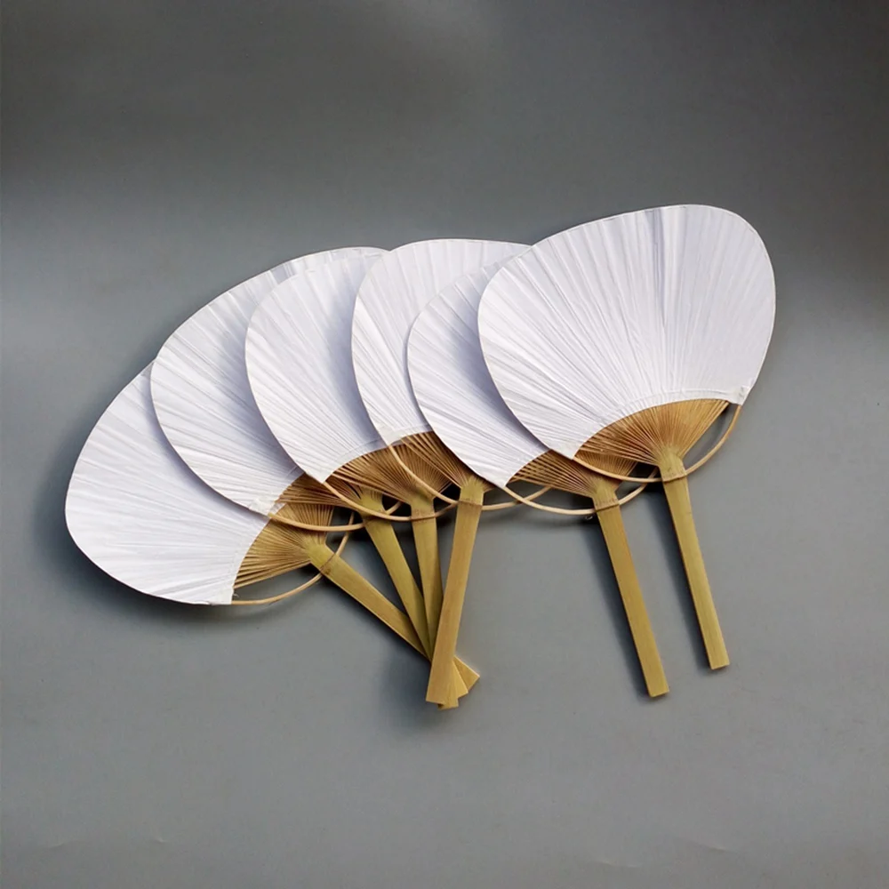 

ABIY 25Pcs/Lot Wedding White Paddle Fan For Wedding Decoration Children's Diy Fan