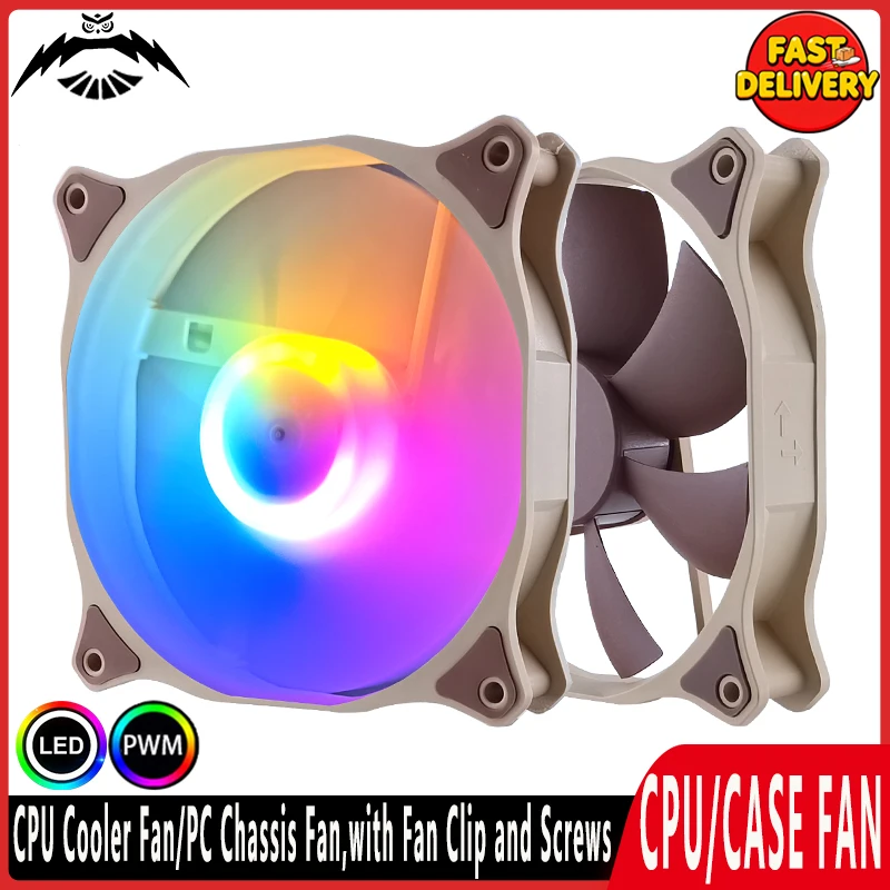 

Охлаждающий корпус для ПК Вентиляторы 90 мм/120 мм 4-контактный ШИМ-кулер для процессора Воздушный охладитель 12 В Красочная лампа Вентилятор корпуса компьютера с зажимом вентилятора и винтами