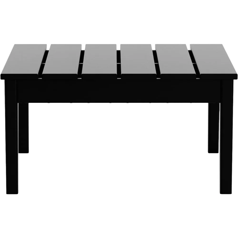 Ashore Outdoor Coffee Table, 32 Inch All Weather Poly Lumber Adirondack Patio Coffee Table Square Low Table, Black