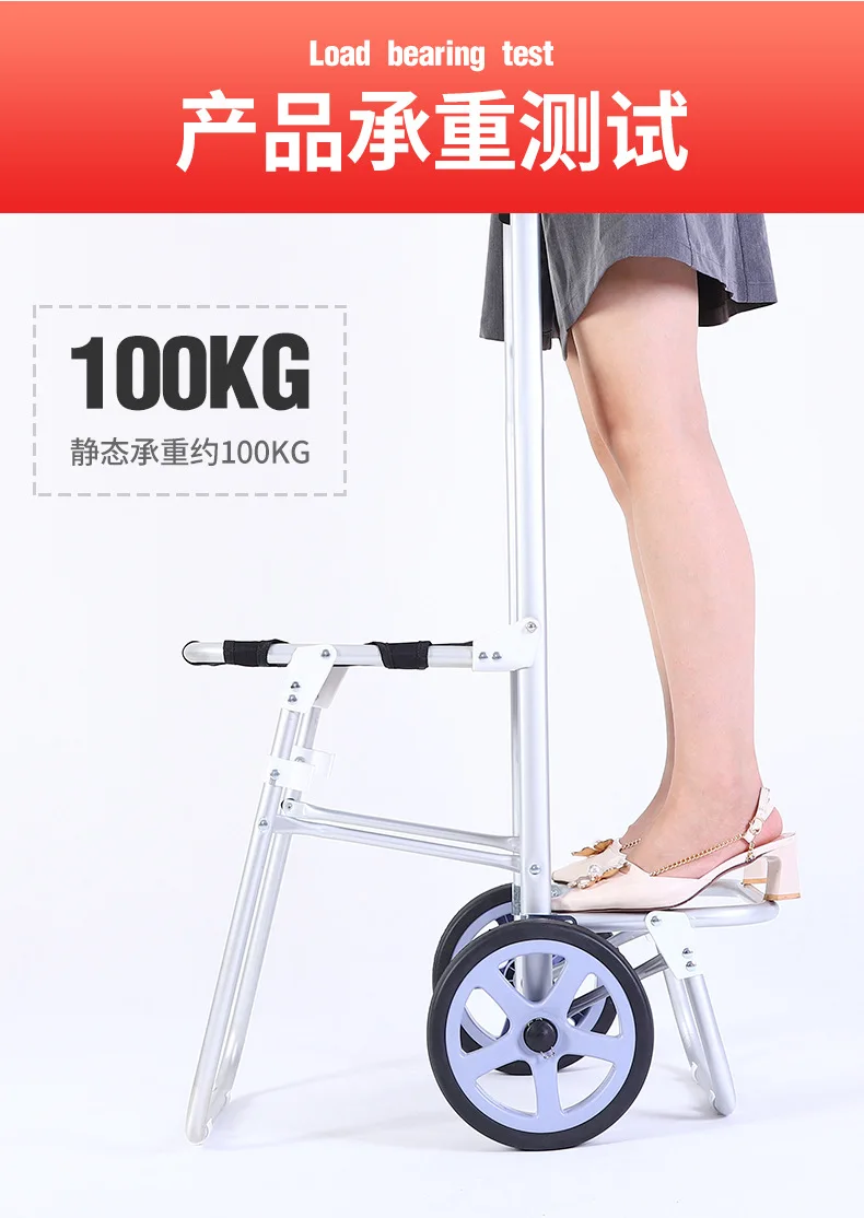 Shopping Cart Large Capacity with Seat for The Elderly Portable Folding Trolley Lightweight Aluminum Alloy Trolley