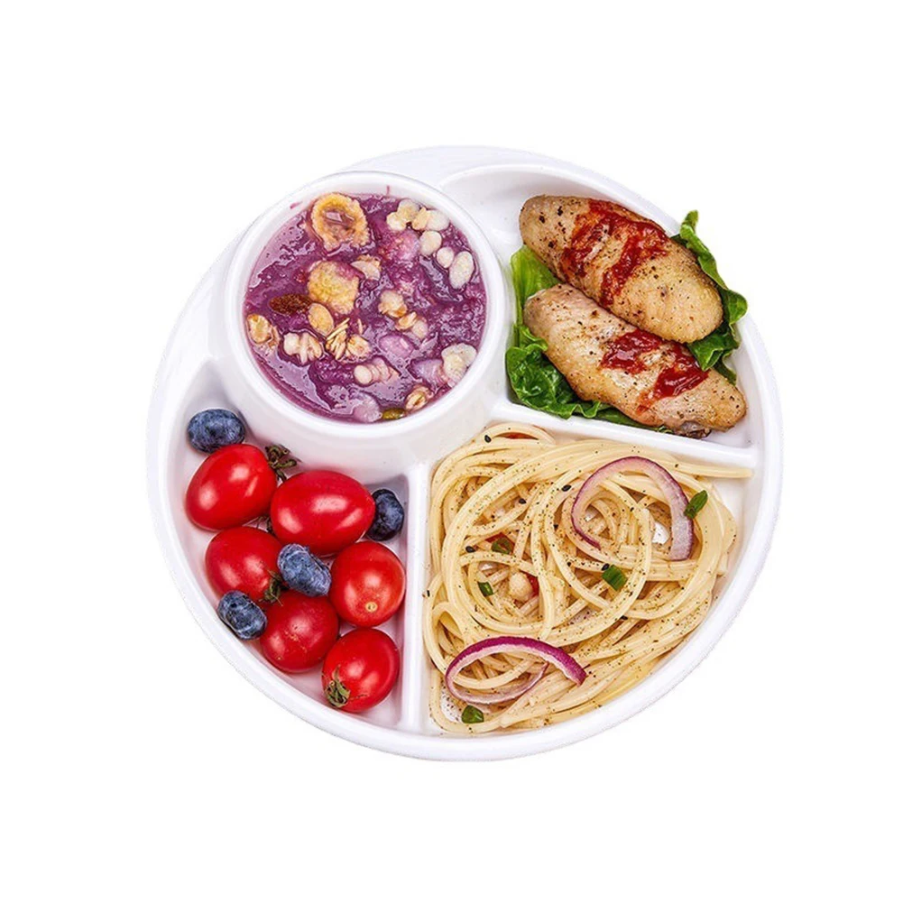 Divided Dinner Plate Creative Divider White/Pink/Green Children Adult Lightweight PP5 Partition Plate Brand New