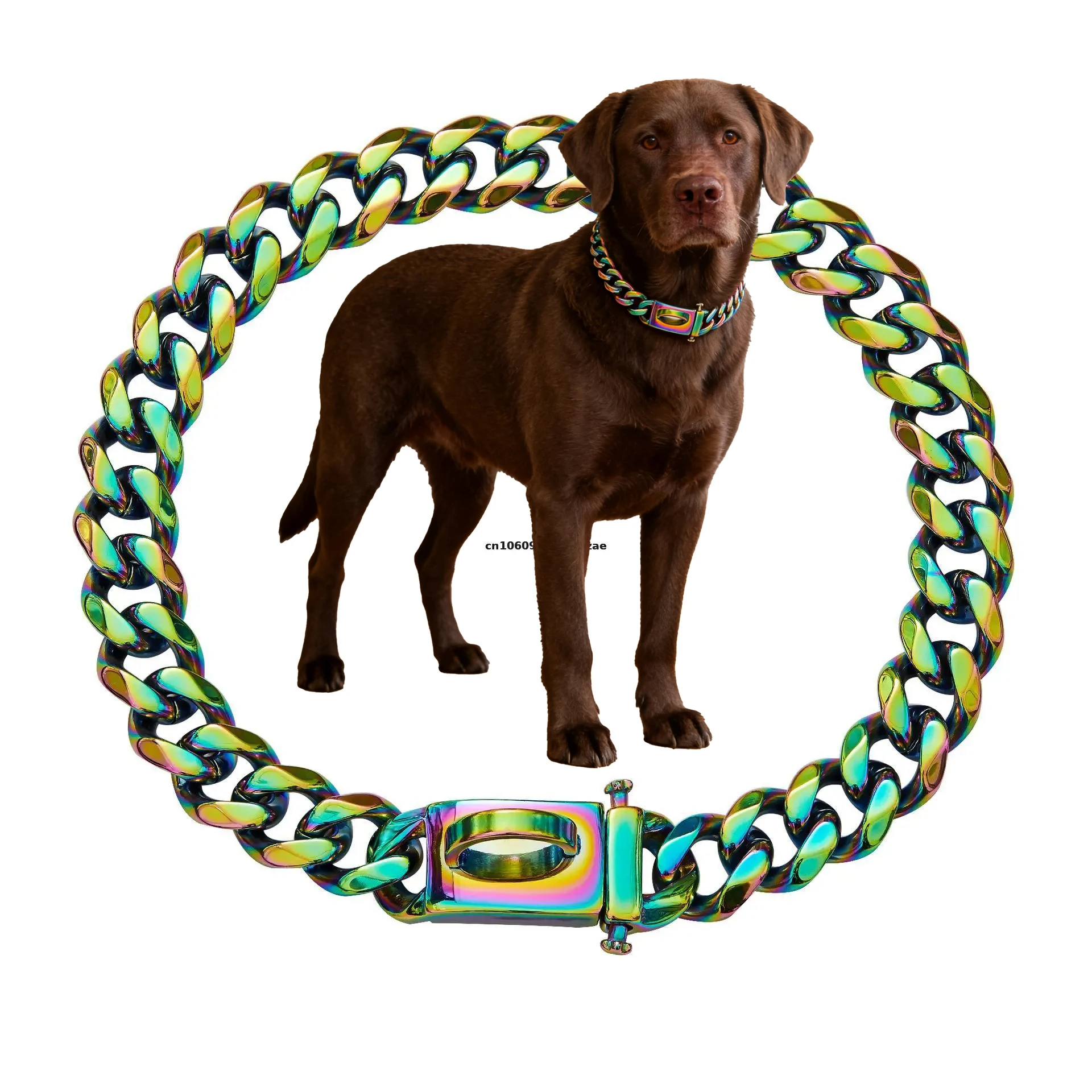 

Серебряный ошейник для собак из нержавеющей стали шириной 14 мм, кубинская цепочка золотого цвета, маленький и большой питомец, аксессуары для тренировок по ходьбе