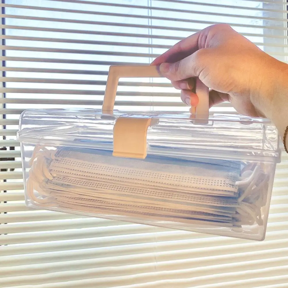Face Cover Organizer Plastic Storage Box Dust-proof Visible Large Capacity Face Cover Container Jewelry Storage Case Container