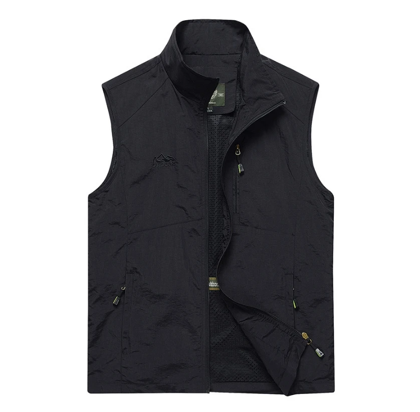 Men's leisure 2024 autumn and winter new wear solid color vest tide brand outdoor loose retro clip new vest coat