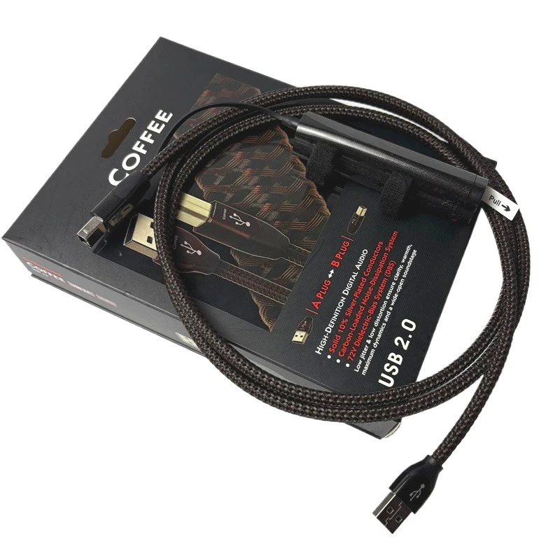커피 HiFi USB A-B 케이블 10% 실버 USB2.0 디코더 사운드 카드 DAC 용 고화질 디지털 오디오 케이블