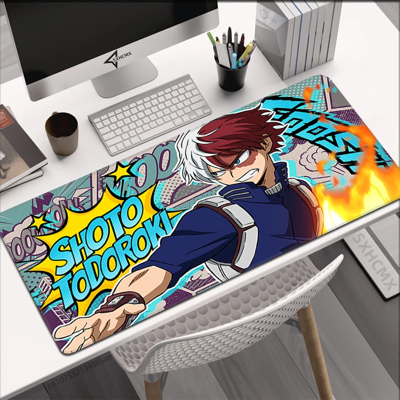 

Коврик для мыши Todoroki Shoto, коврик для мыши в стиле аниме My Hero Academia, коврик для офисного стола, компьютерные игровые аксессуары, коврик для клавиатуры с вышивкой по краям