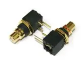 RJ-255BKPLG تايوان AECO صنعت RCA JACK عزل PCB PTFE الأفقي (90) نحاس أحمر/أسود مع ذهبي #1