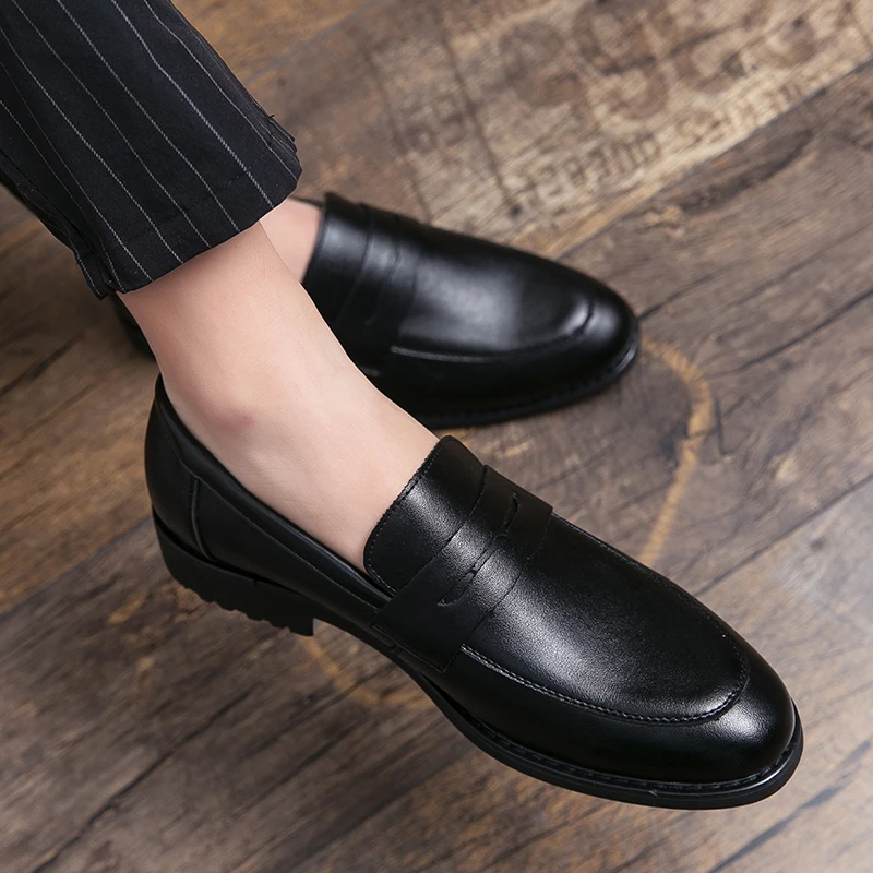 

High Quality Black Evening Dress Men Shoes Stylish Design Casual Shoes round Toe Synthetic Leather Inner Rabbit Fur Spring Au...