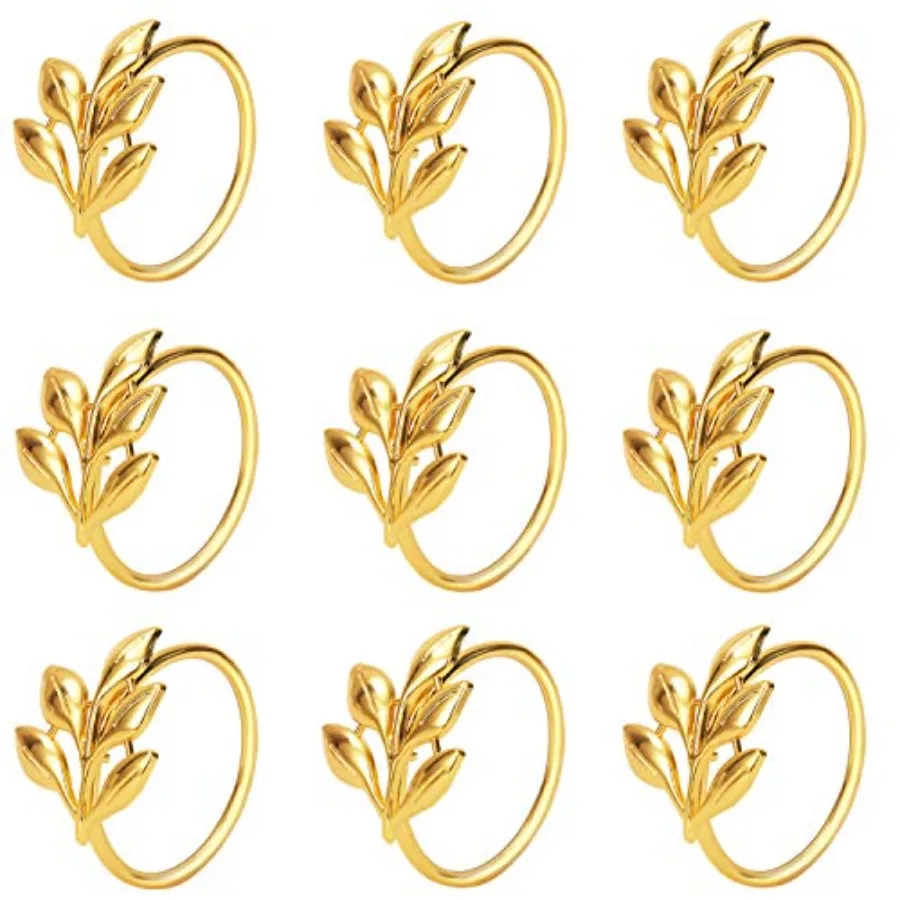 

Set of Leaf Napkin Rings Metal Gold Napkin Holder Table Napkin Rings for Dinning Table Parties Everyday
