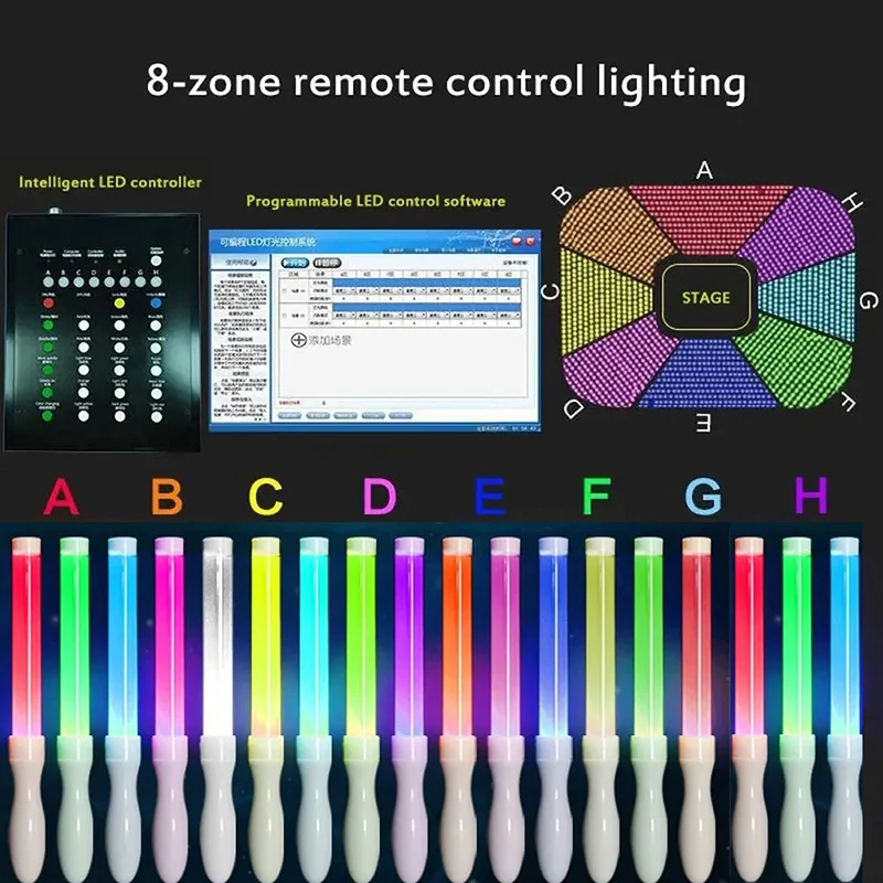 

Skybesstech,150Pcs, RGB LED Sticks, Fluorescent Glow Penlight, DMX 33 Key Remote Control, Support DMX 512, Party Festival Event