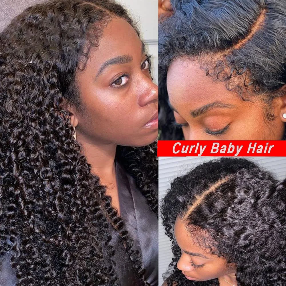 34 Inch 200 Density Kinky Curly Human Hair Wig For Women 13x4 HD Lace Frontal Human Hair Wig 5x5 Closure Wig Pre Plucked Baby Hair