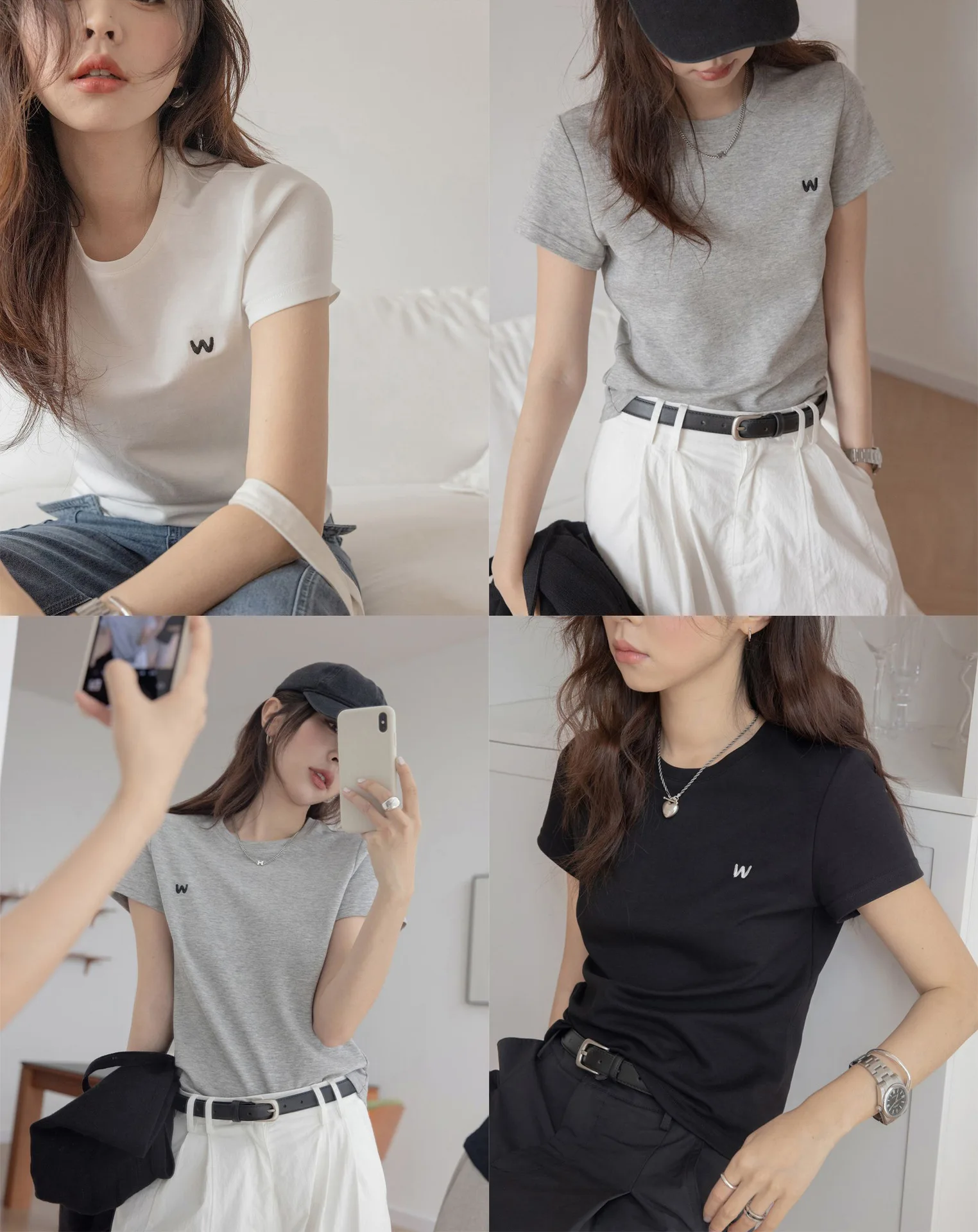 

2025 T Shirt Women O-neck Korean Fashion Pinch Waist Slim Skinny Crop Top Letter W Printed Short Sleeves woman Clothes Tees