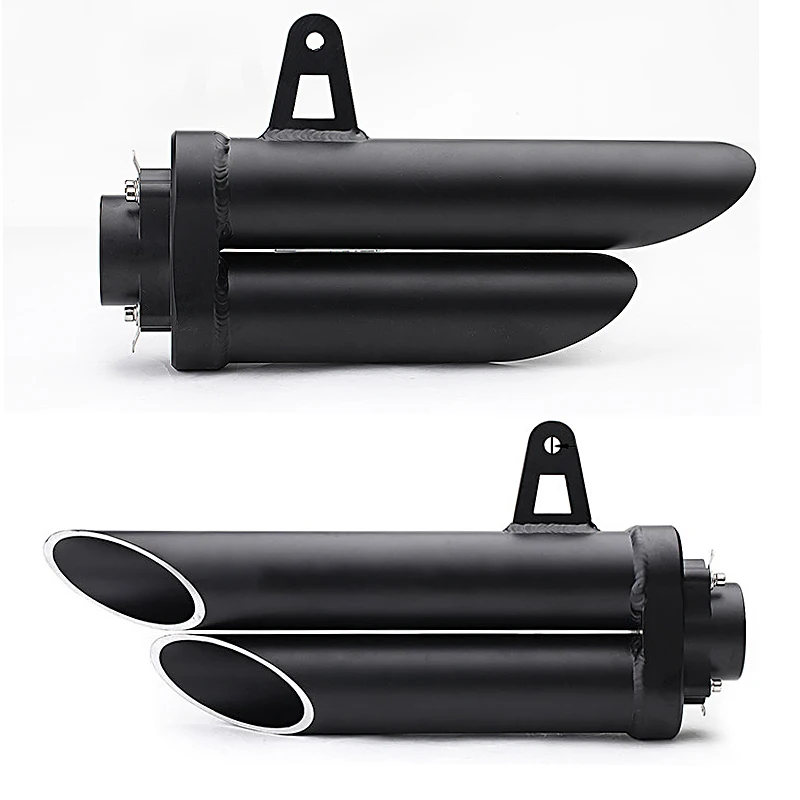 Universal 51MM motorcycle exhaust pipe silencer double hole exhaust pipe stainless steel high quality