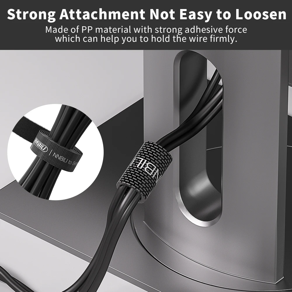 حزام إدارة كابلات البيانات NNBILI قابل لإعادة الاستخدام وقابل للفصل يمكن قطعها بحرية حزام فيلكرو متعدد الوظائف ملحقات تخزين ثابتة