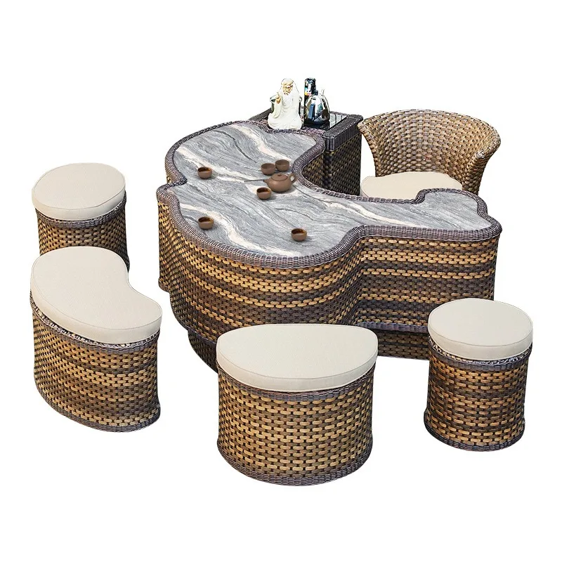 New Chinese tea and chair combination balcony living room home coffee garden club hotel creative tea