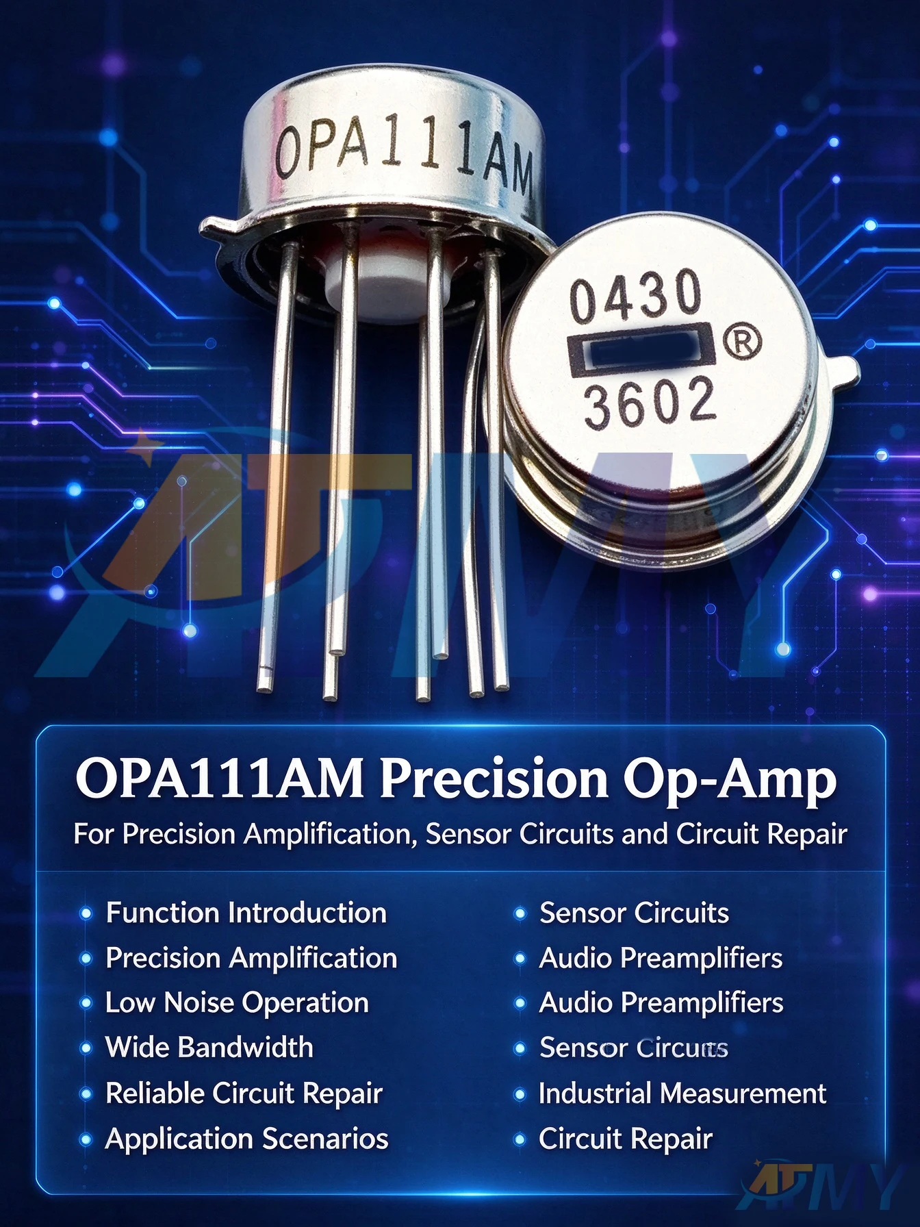 OPA111AM OPA111BM OPA111SM Gold-sealed low-noise high-precision single op-amp TO-99 CAN 8-pin