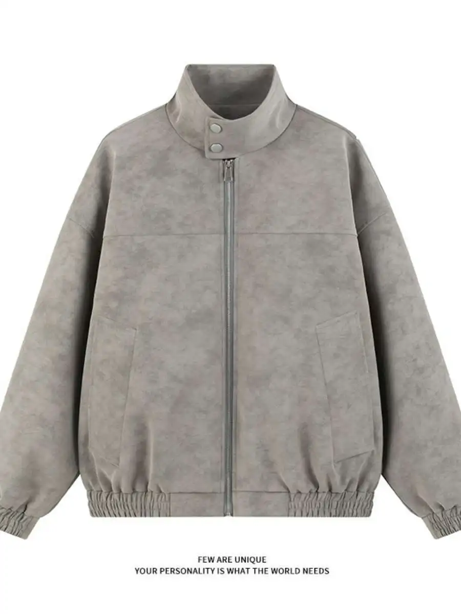 

Осенняя новинка, ретро, американская повседневная кожаная куртка с воротником-стойкой, свободная молодежная верхняя одежда для повседневной носки