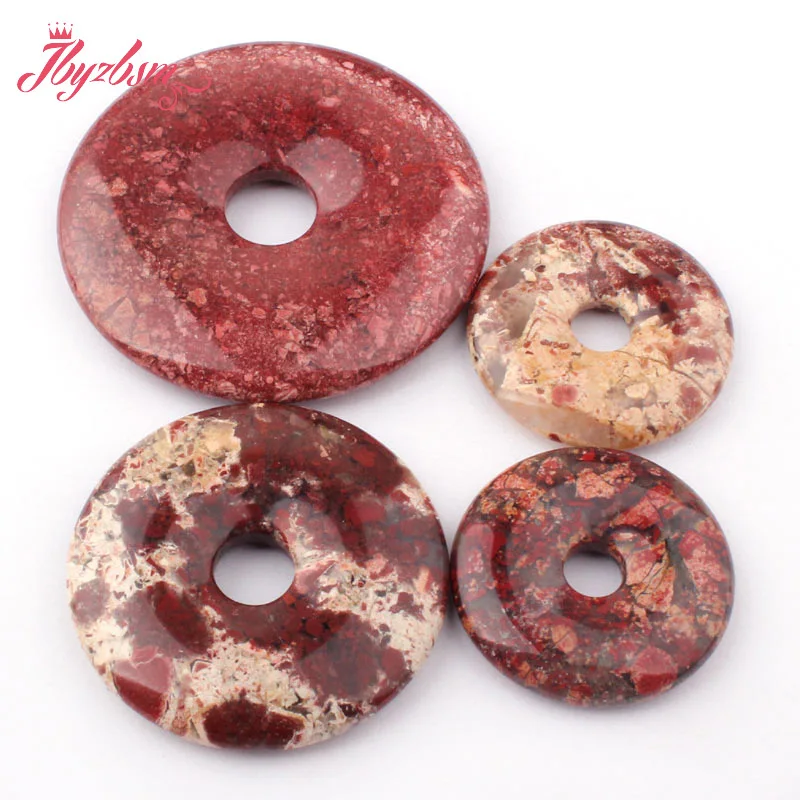 Donut Ring Multicolor Red Jasper Stone Beads for DIY Accessories Necklace Bracelet Pendant Charm Jewelry Making 1 Pcs 30mm /40mm