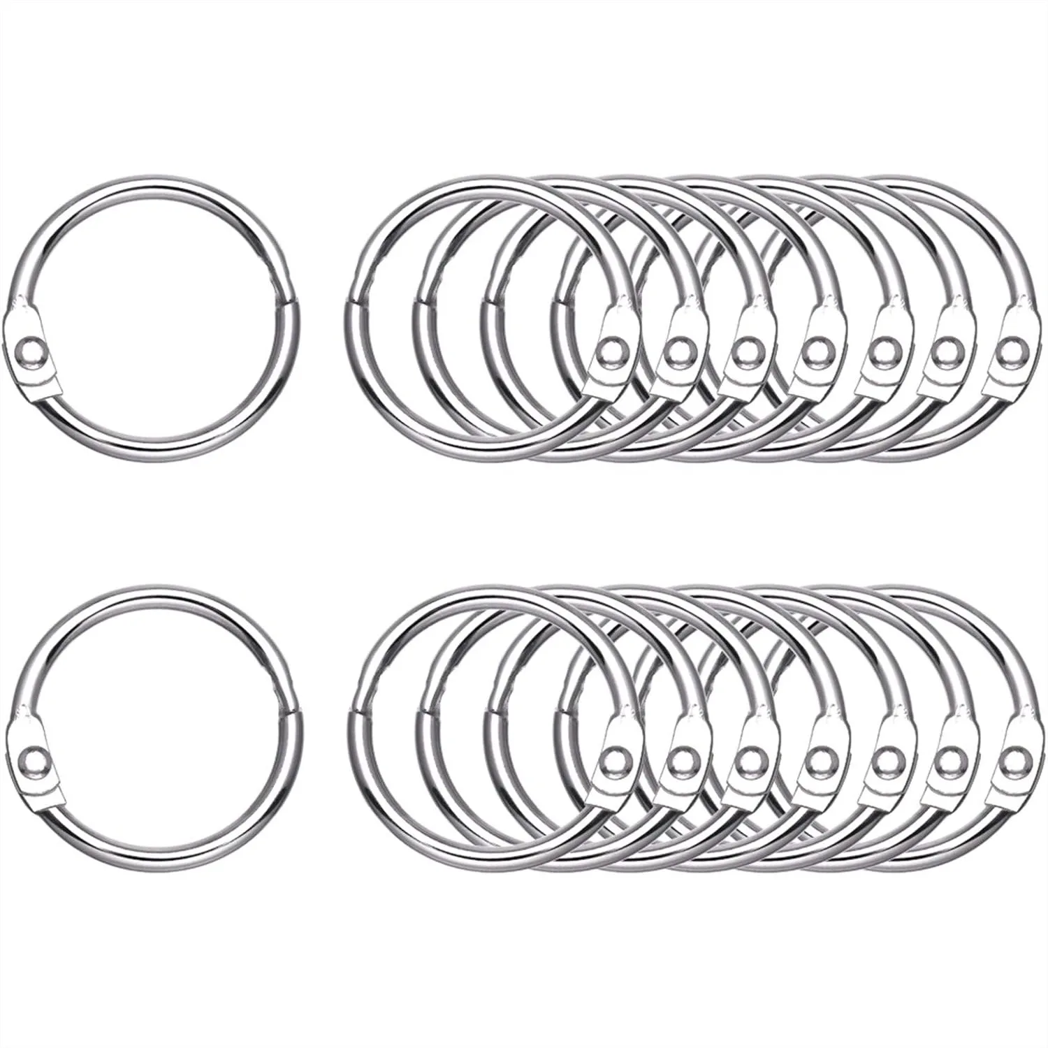 

100Pcs 1 Inch Loose Leaf Binder Rings for Index Cards, Flashcards, Notebooks, Photos, Scrapbooks, Silver