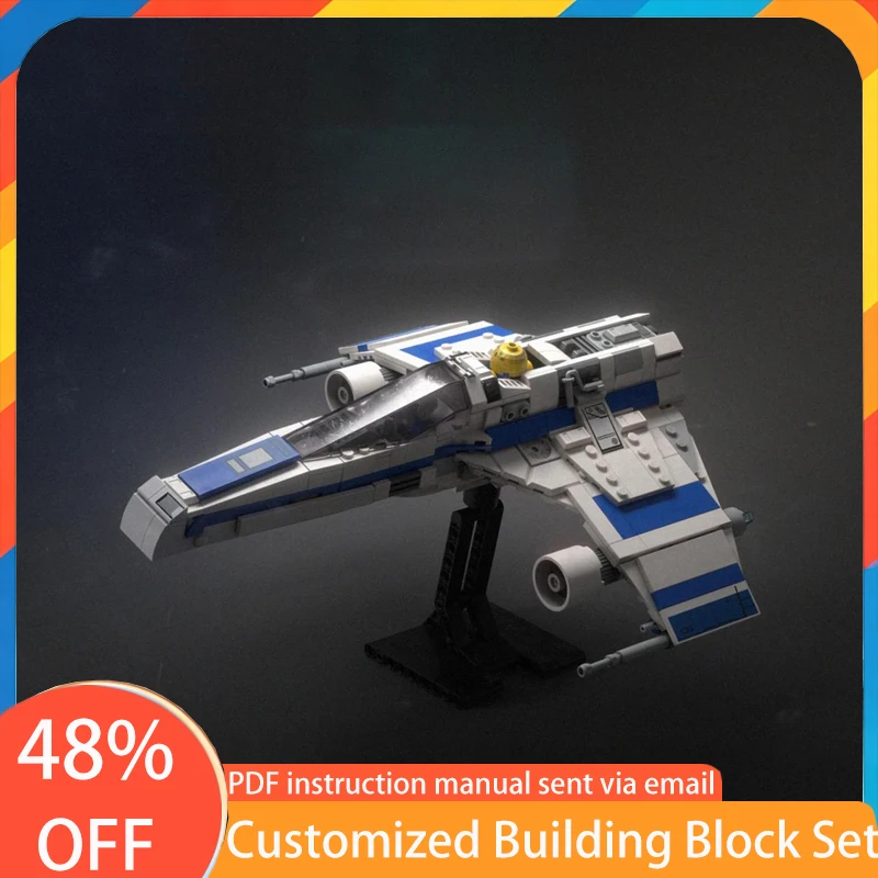 

629 PCS Star Battle PiXEL-DANs - 75364 E-Wing Modifications incl Display Stand MOC Customize Modular DIY Boys Holiday Toy Gifts