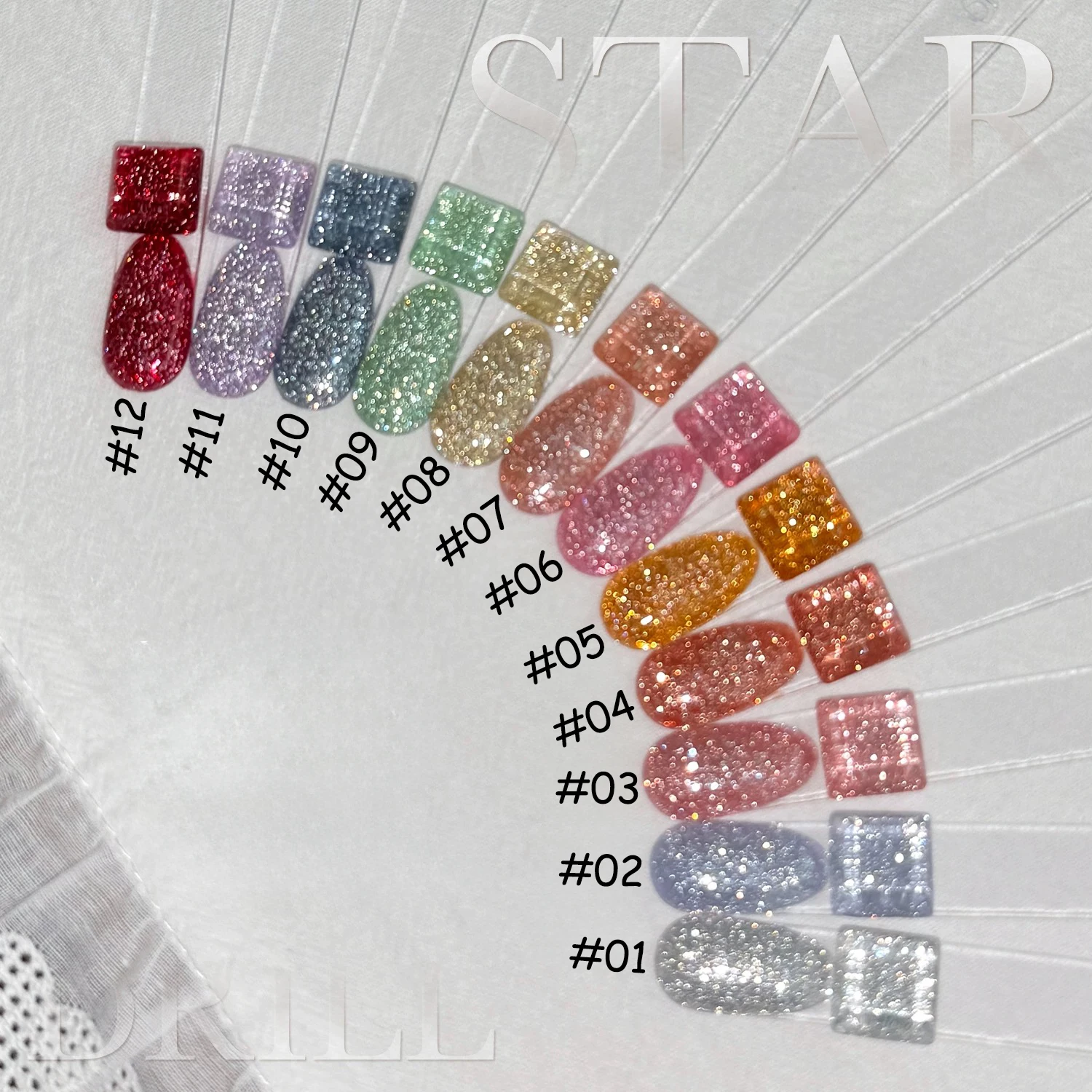 ZH 12ML Smalto per unghie gel riflettente Flower Island Star a 12 colori, con smalto gel serie diamante flash olografico