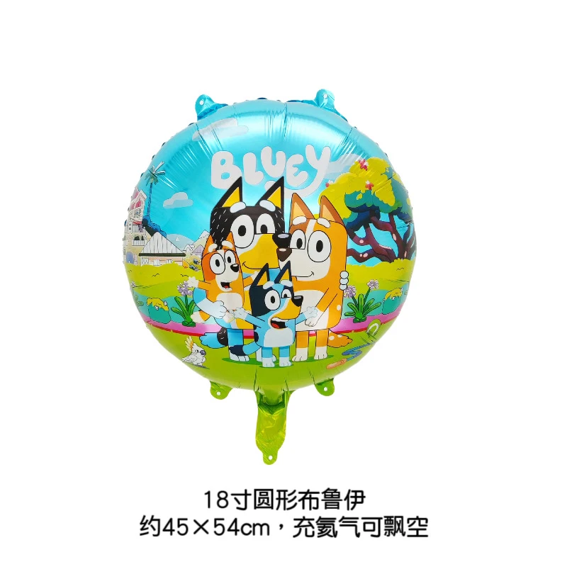 Hot 2024 Cartoon Bluey Family Aluminum Balloon Cartoon Game Toy Blue Orange Brouy Balloon Decoration Set Birthday Party Supplies